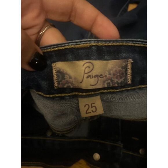 Paige Peg Super Skinny low rise Jeans Size 25 Womens Dark Wash Denim - Picture 5 of 9